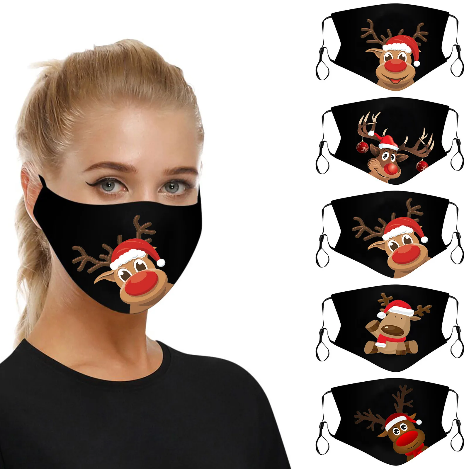 1PC Adult Christmas Elk Printable Washable Reusable Dust Mask Mouth mask Protective Cartoon Cotton Mascarillas Balaclava #K | Автомобили и