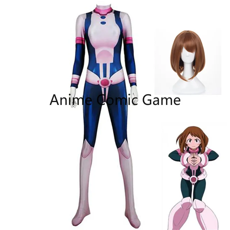 

Aldult детский аниме Моя геройская Академия косплей костюм боку No Ochaco Uraraka Хэллоуин маскарадный бальный костюм комбинезон для женщин и девочек