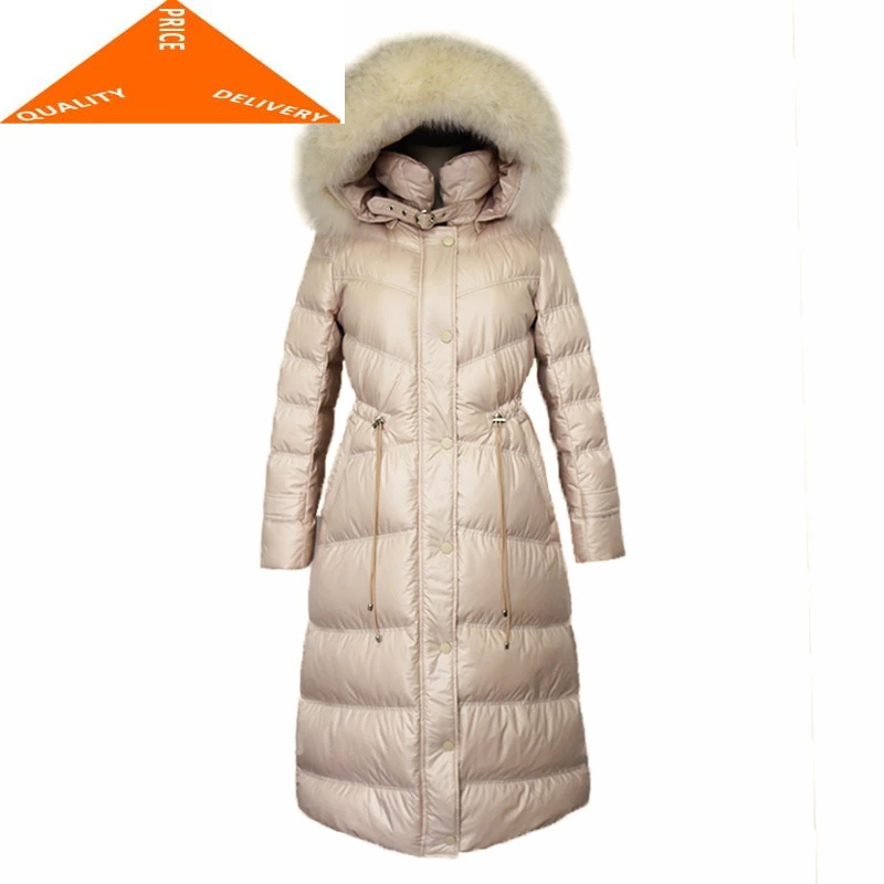 

20% Jacket Thick Natural Fox Fur Hooded Clothes 2020 Korean Duck Down Coat X-Long Warm Coats Hiver LW9702