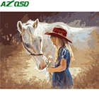 Набор для рисования по номерам AZQSD, набор для рисования с живопись на холсте с изображением лошади, уникальный подарок, масляная краска по номерам, набор для рисования животных на холсте