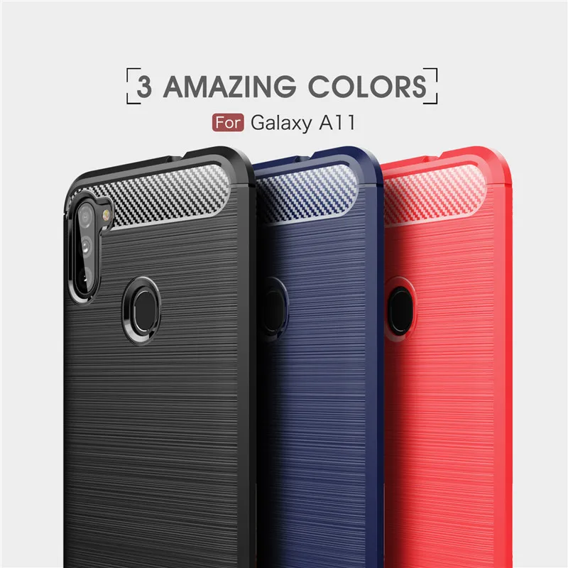 Soft Carbon Fiber Case For Samsung Galaxy M11 A11 Case Protective Housings Phone Bumper For Samsung M11 A11 Cover Funda 6.4''