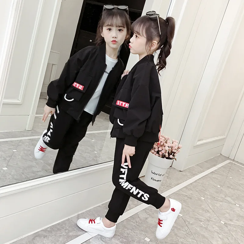 Коллекция 2019 года куртка для девочек комплекты детской одежды модный спортивный
