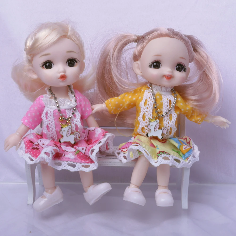 

Cute face 1/8 BJD Doll 17cm 13 Moveable Joint Dolls small 3D Eyes bjd Toy Little Girl Dress Up Make Up Toys Girls Gift Dolls