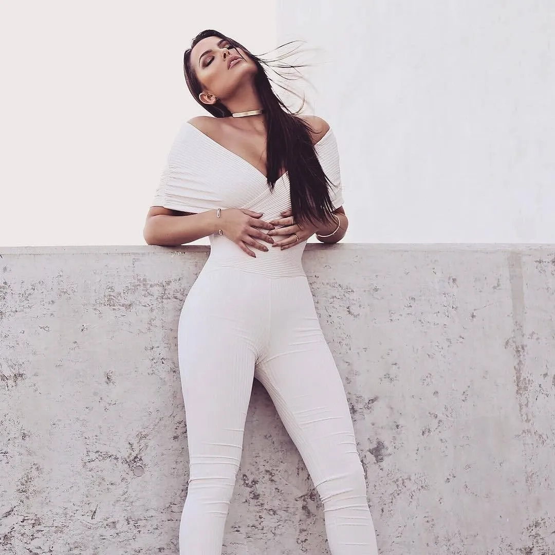 Женский сексуальный однотонный комбинезон с v образным вырезом летний