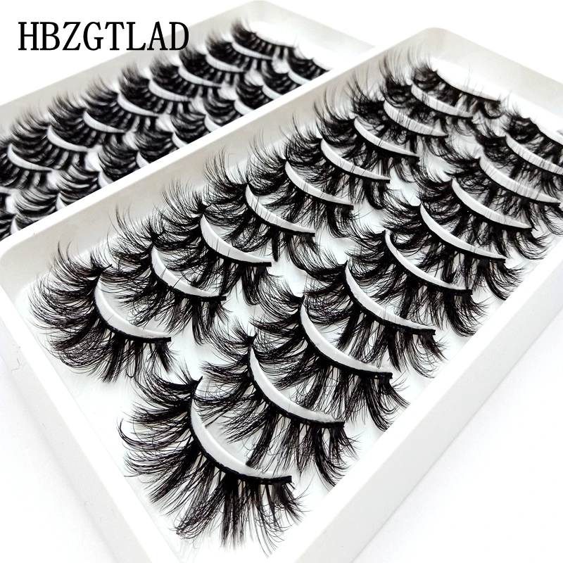 HBZGTLAD 5/20 пар 3D 100% накладные ресницы из норки натуральные/толстые длинные Wispy