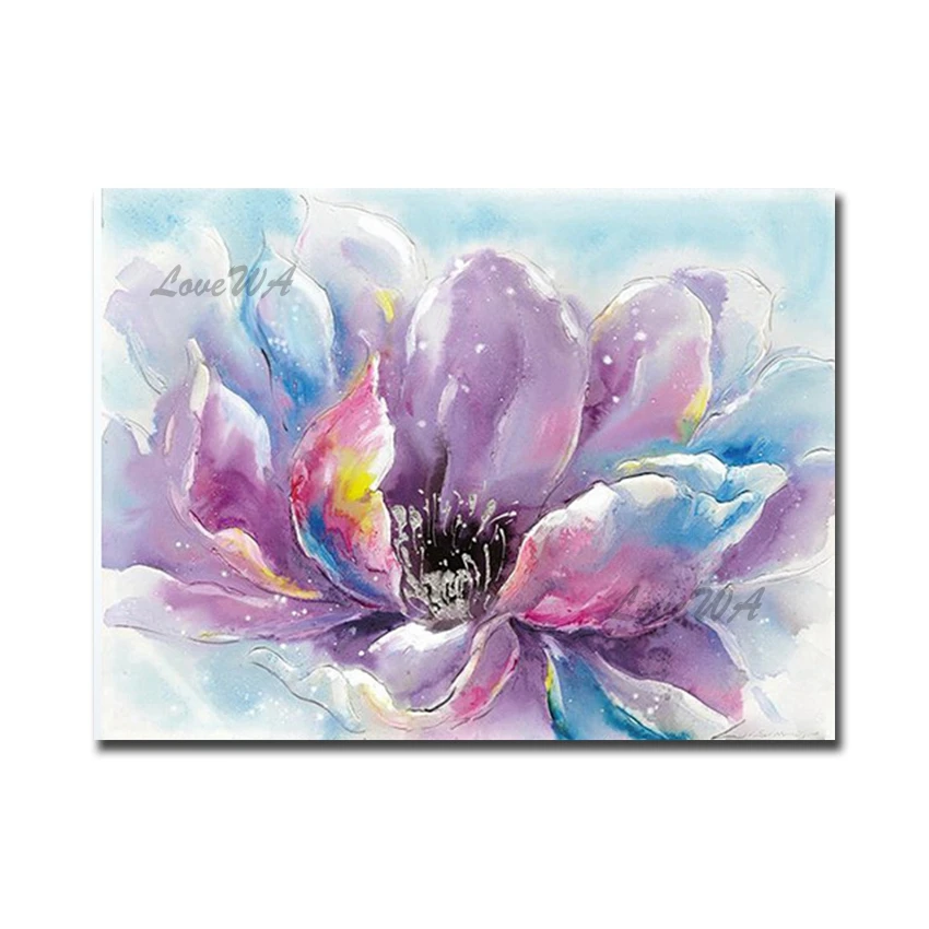 

Unframed 100% Hand Painted Lotus Oil Painting Picture Wall Colorful Flower Acrylic Canvas Paintings Art Home Decoration Artwork