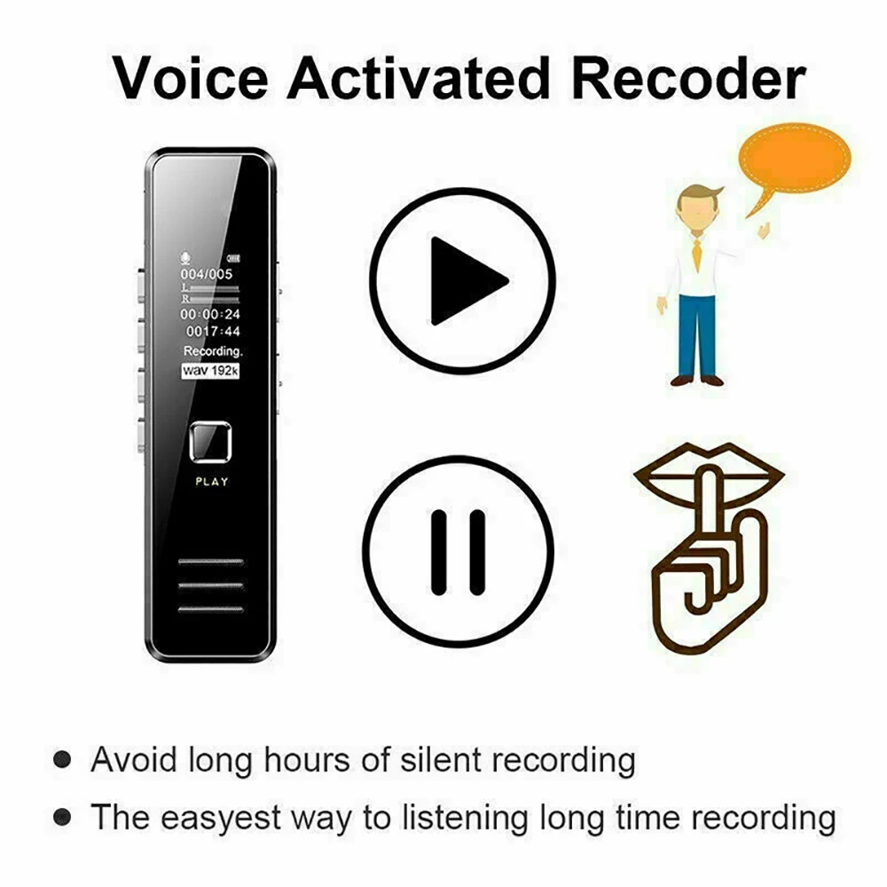 

MP3 Player Sound Recorder Digital Voice Recorders Noise Reduction WAV Record USB Dictaphone Long Distance Audio Recording