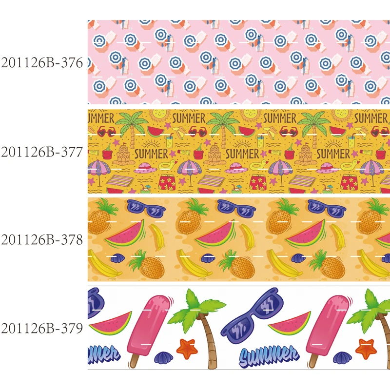 

Printed Summer style grosgrain ribbon 50yards FOE DIY