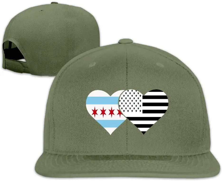 

Chicago Flag and American Flag Baseball Caps Grid Hat Adjustable Trucker Cap Bandanas