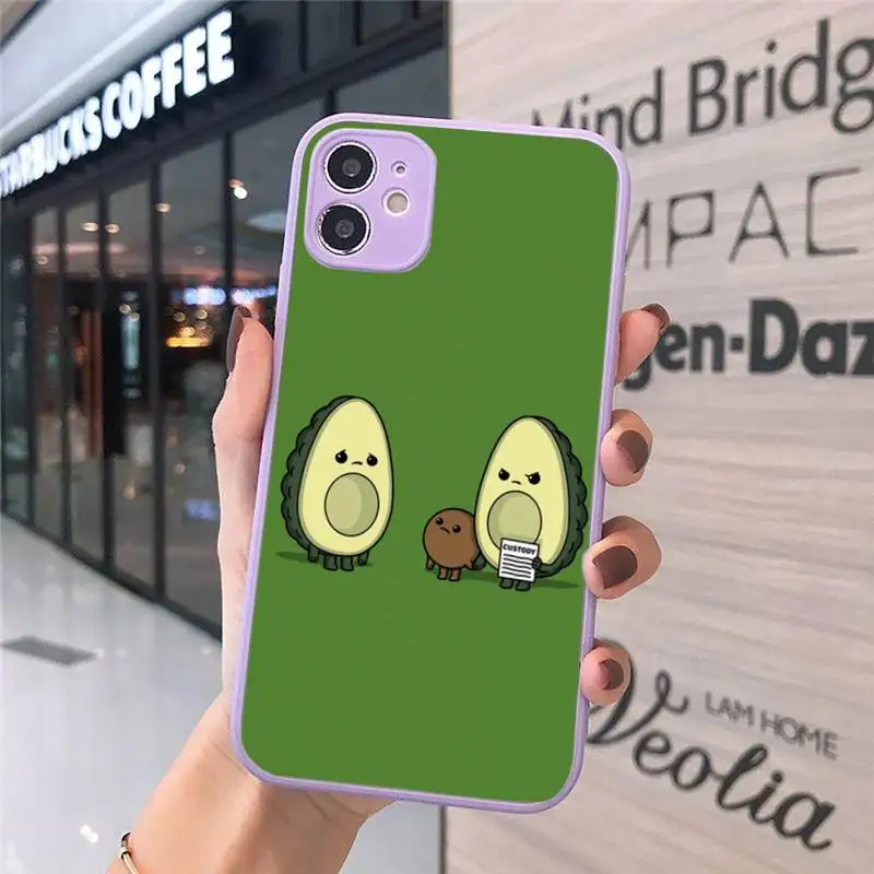 

Fruit Avocado funny lovely Phone Case Matte transparent For Purple iPhone 12 Mini 11 Pro XR XS Max 7 8 Plus X Back Cover