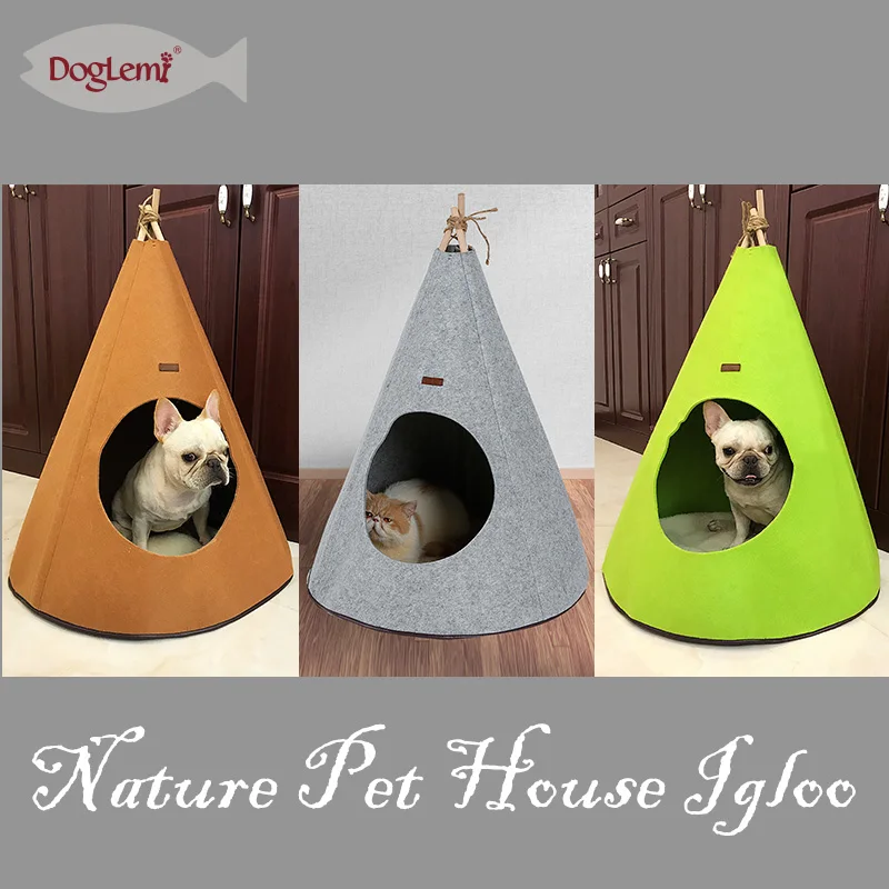 Doglemi для домашнего питомца Домик из войлока Igloo собак кошек пещерный дом складная