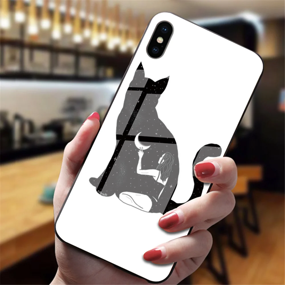 Забавная Милая задняя крышка с изображением кота для iphone XS Max XR X 5 5S 6 6S 7 8 Plus 11 Pro Max, милые чехлы из закаленного стекла - Цвет: 8061