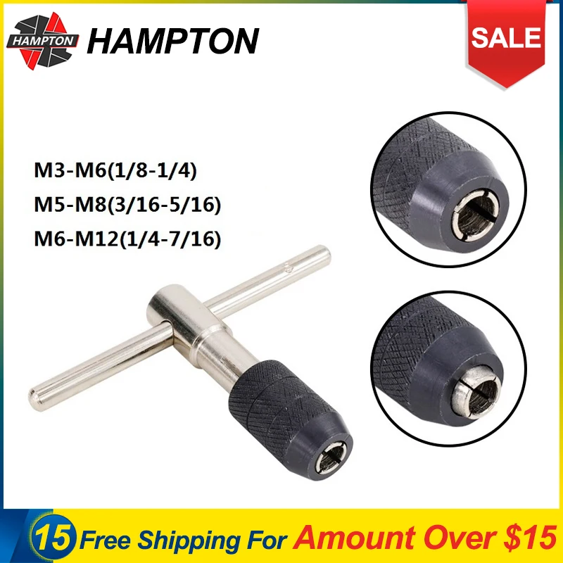 

Adjustable T-Handle Ratchet Tap Wrench M3-M6 M5-M8 M6-M12 Machine Screw Thread Metric Plug Tap Machinist Hand Tool Free Shipping