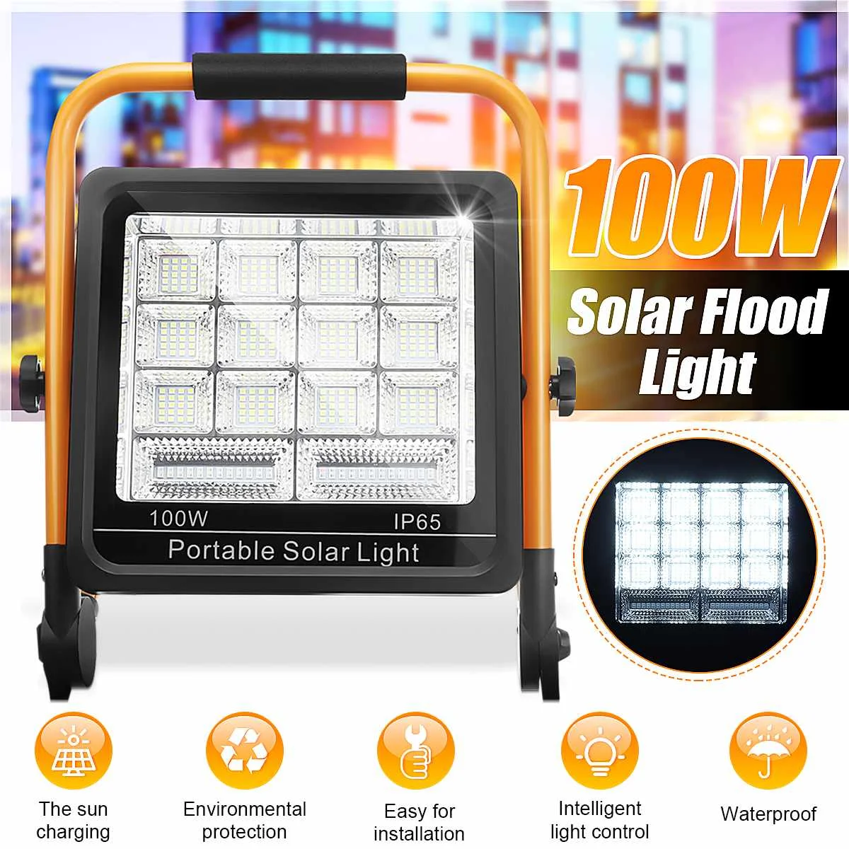 

Portable Solar Light 100W Solar LED Camping Light USB Rechargeable Outdoor Tent Lamp Emergency Lights for Camping BBQ Hiking