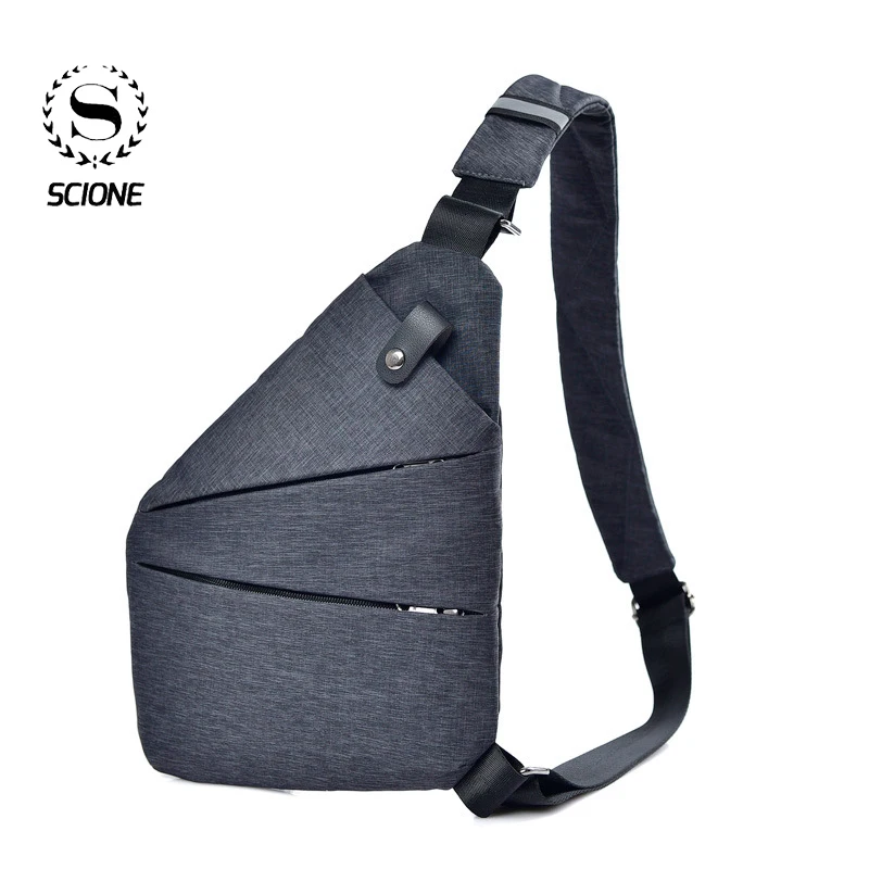 Scione Мужская портативная нагрудная сумка для отдыха простой однотонный рюкзак