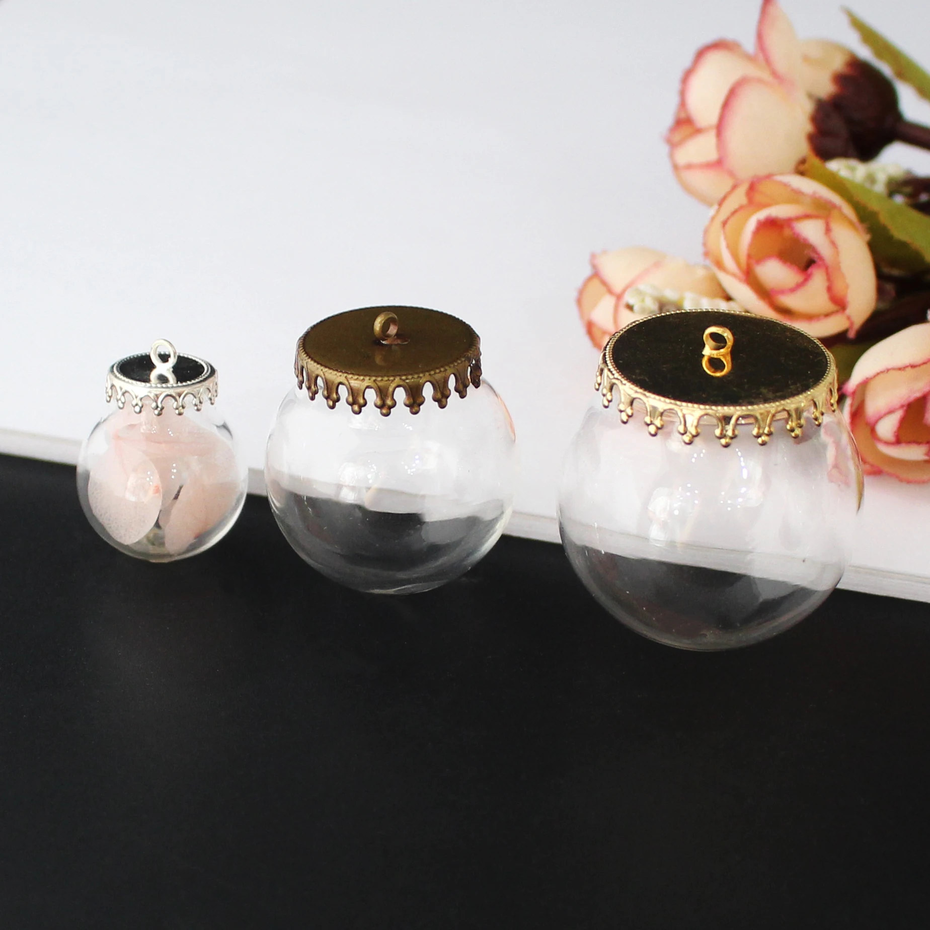 6 шт. 25/30 мм Шар стеклянная сфера подвески для бутылок пустые полые стеклянные