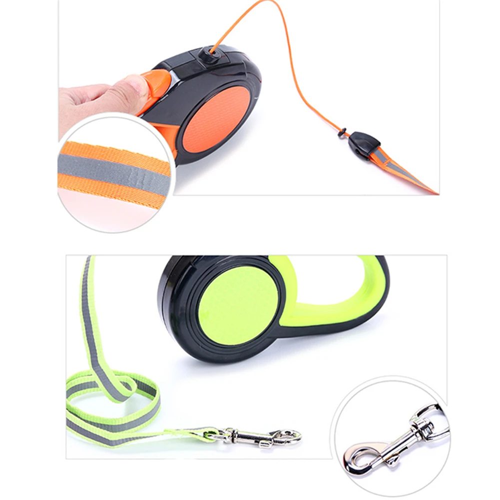 Противоскользящие выдвижные поводки для собак нейлоновые Светоотражающие с
