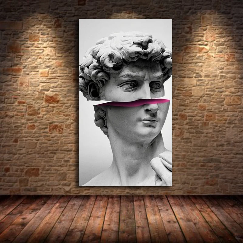 

Funny Art Of David Vaporwave Sculpture Oil Canvas Art Posters And Prints Abstract David Canvas Painting On the Wall Art Pictures