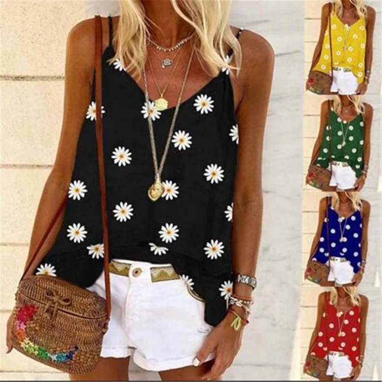 

New women's sleeveless summer small chrysanthemum casual vest