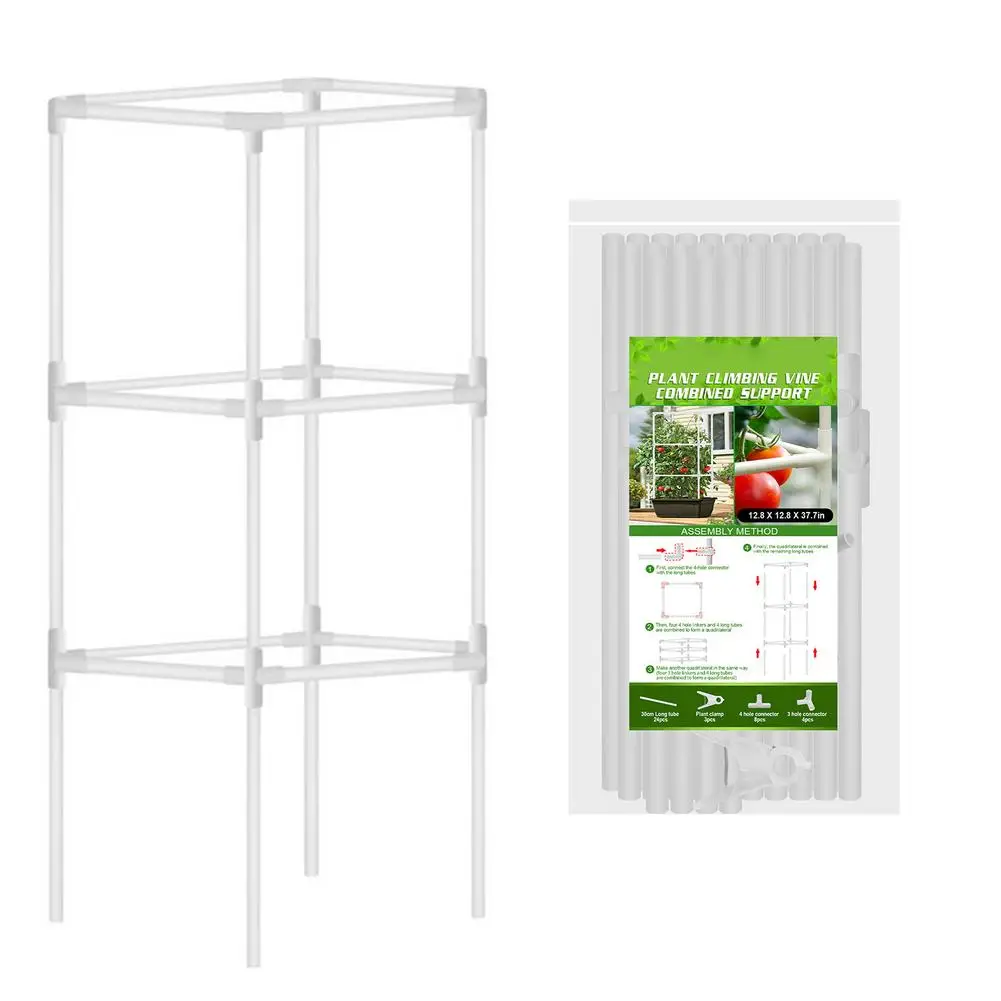 

Tomato Cages for Garden Plant Support Heavy Duty White Stakes Adjustable Support for Grapes Beans Cucumbers & Kiwi
