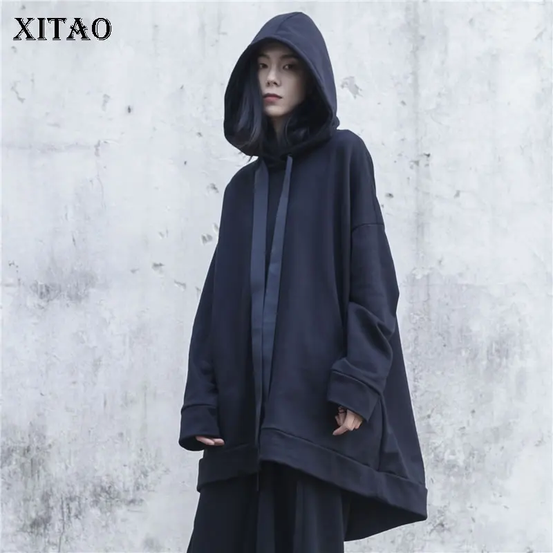 XITAO Женская Толстовка на шнурке модная длинный рукав зима 2019 с капюшоном воротник