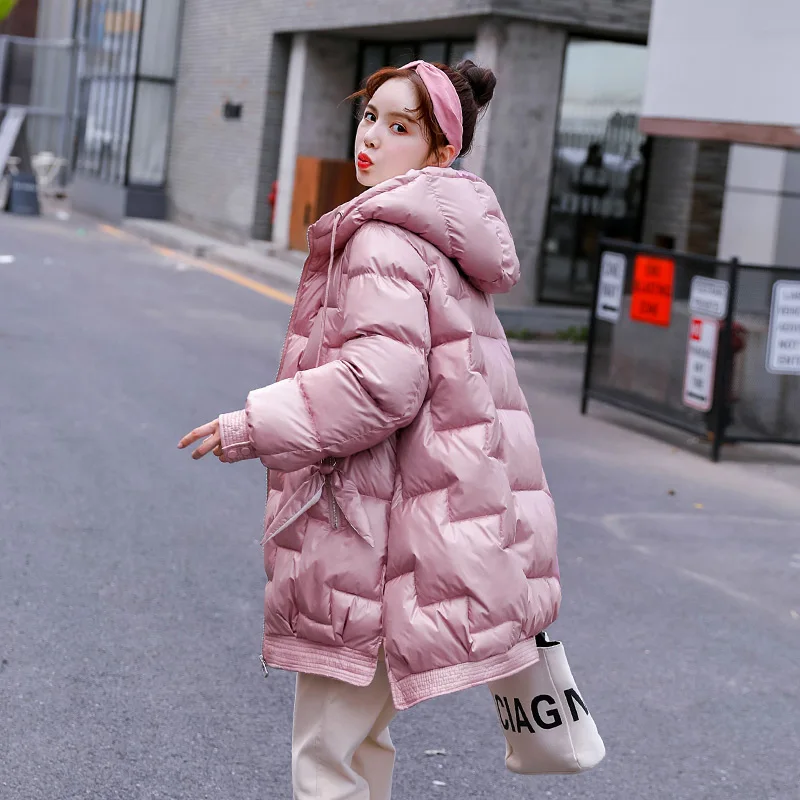 pink Повседневная хлопковая одежда больших размеров 4XL, женские зимние куртки, новое пальто, куртка с капюшоном, пальто для девочек XA375 - Цвет: pink