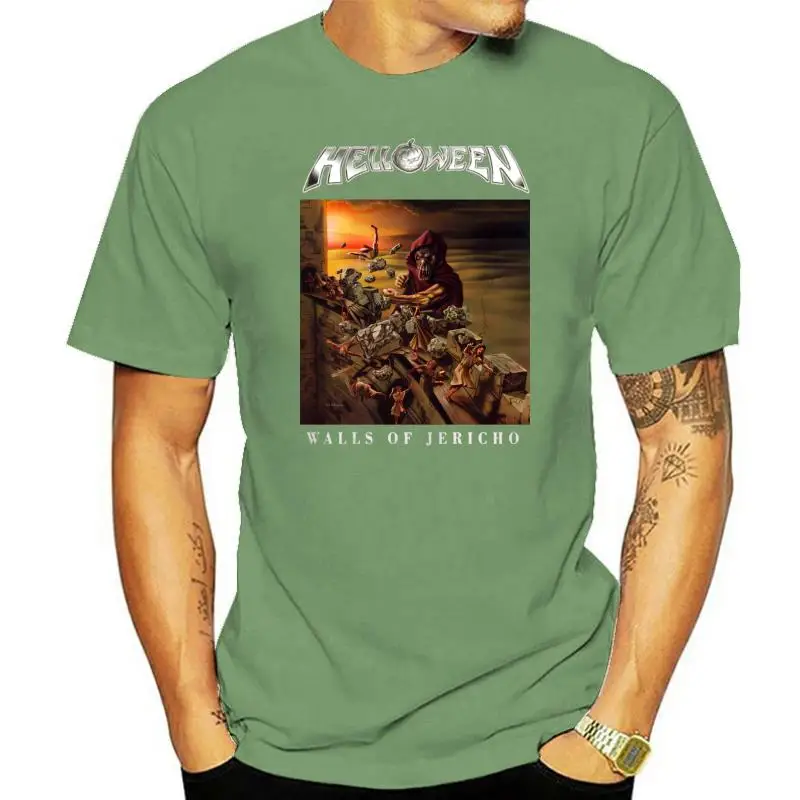 

Men Short sleeve tshirt Helloween Walls Of Jericho T-Shirt cool Women t-shirt