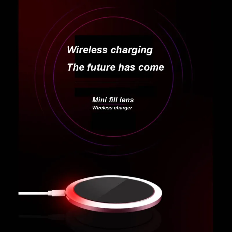 Беспроводной usb зарядка макияж зеркало с светодиодный подсветкой мини круглое зеркало компактный путешествия зондирования освещения оптом