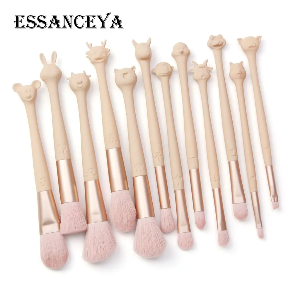 Набор кистей для макияжа ESSANCEYA набор из 12 розовая основа губ тени век румяна пудра