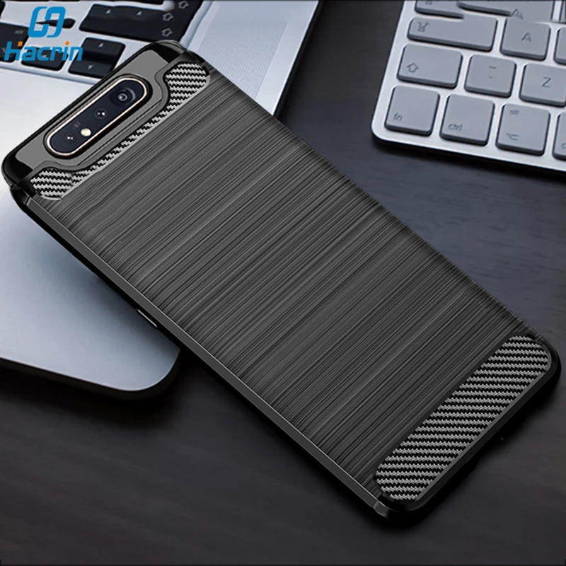 Чехол для Samsung Galaxy A80 мягкий чехол из углеродного волокна с полной защитой