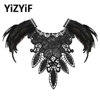 gothic victorian feather shawl cape embroidery lace faux pearl shawl wrap shoulderpad costume decoration feather scarf wrap 2020