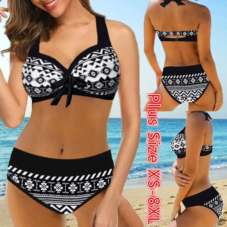 

New 6XL 8XL Plus Size High Waist Bikini for Women Swimsuit Push Up Bathing Suits Bikini Sext Large Size Women Beach Swimming