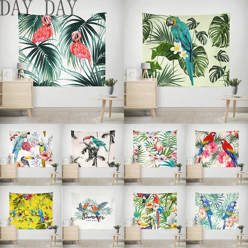 

Green Parrot Digital Printing Tapestry Household Polyester Tapestry Living Room Bedroom Room Decoration tapestry 95x73cm