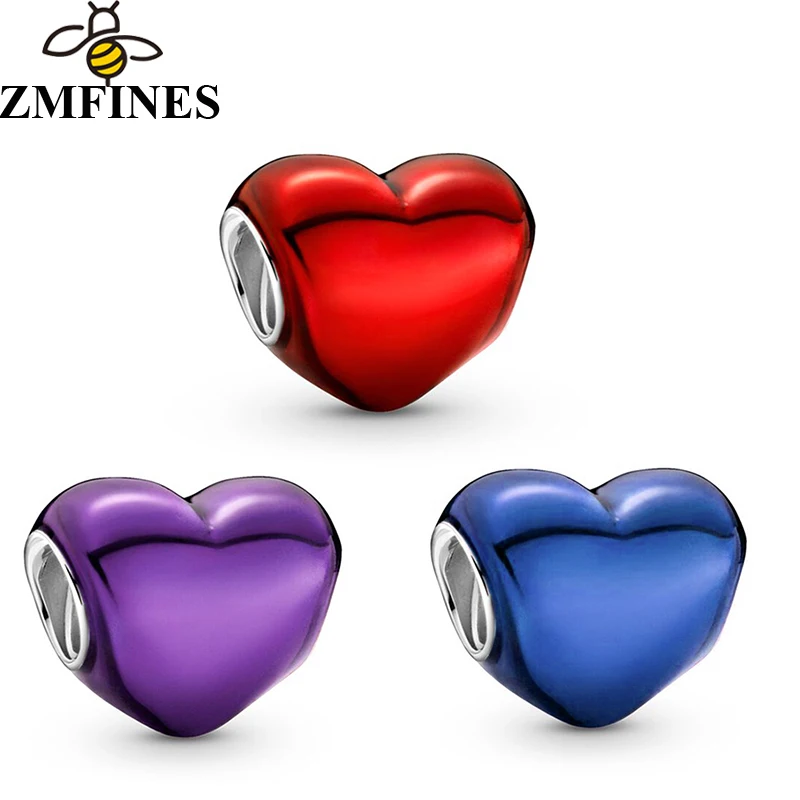 

2 шт./лот 2022 новые серебряные бусины с эмалью в форме сердца подходят к фирменным шармам Браслет «сделай сам» женские парные оригинальные юв...