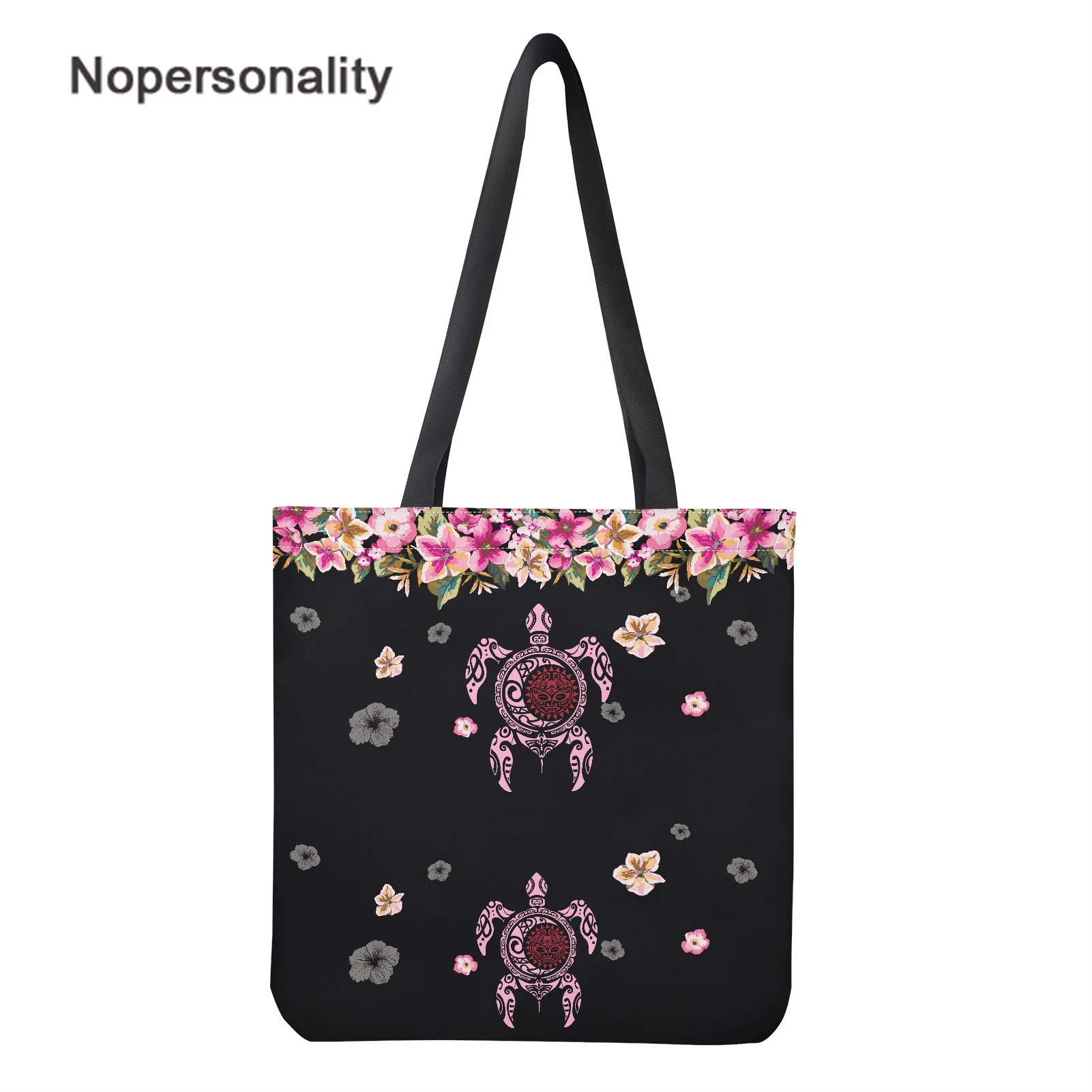 

Nopersonality женские холщовые сумки через плечо Полинезия Гибискус черепаха принт Повседневная складная сумка для книг большая сумка через плеч...