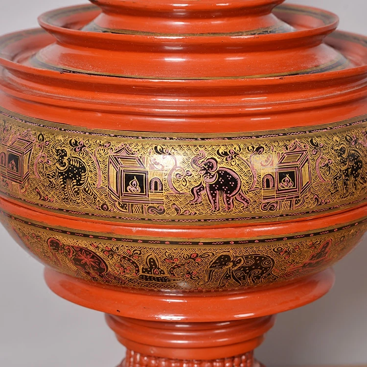 

THALO Storage Jar Desktop Decoration Thailand Solid Wood Home Living Room Wine Cabinet Ornament Furnishings