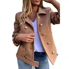 Женское двубортное пальто, классическое облегающее теплое пальто с отложным воротником, однотонная верхняя одежда для свидания, Осень-зима 2021