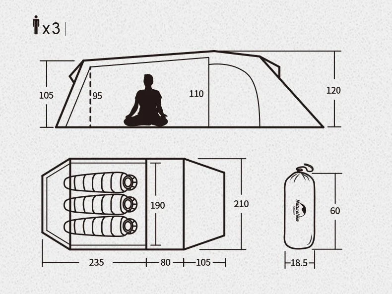 Туннельная палатка Naturehike Opalus для кемпинга на открытом воздухе 2 4 человек|Палатки|