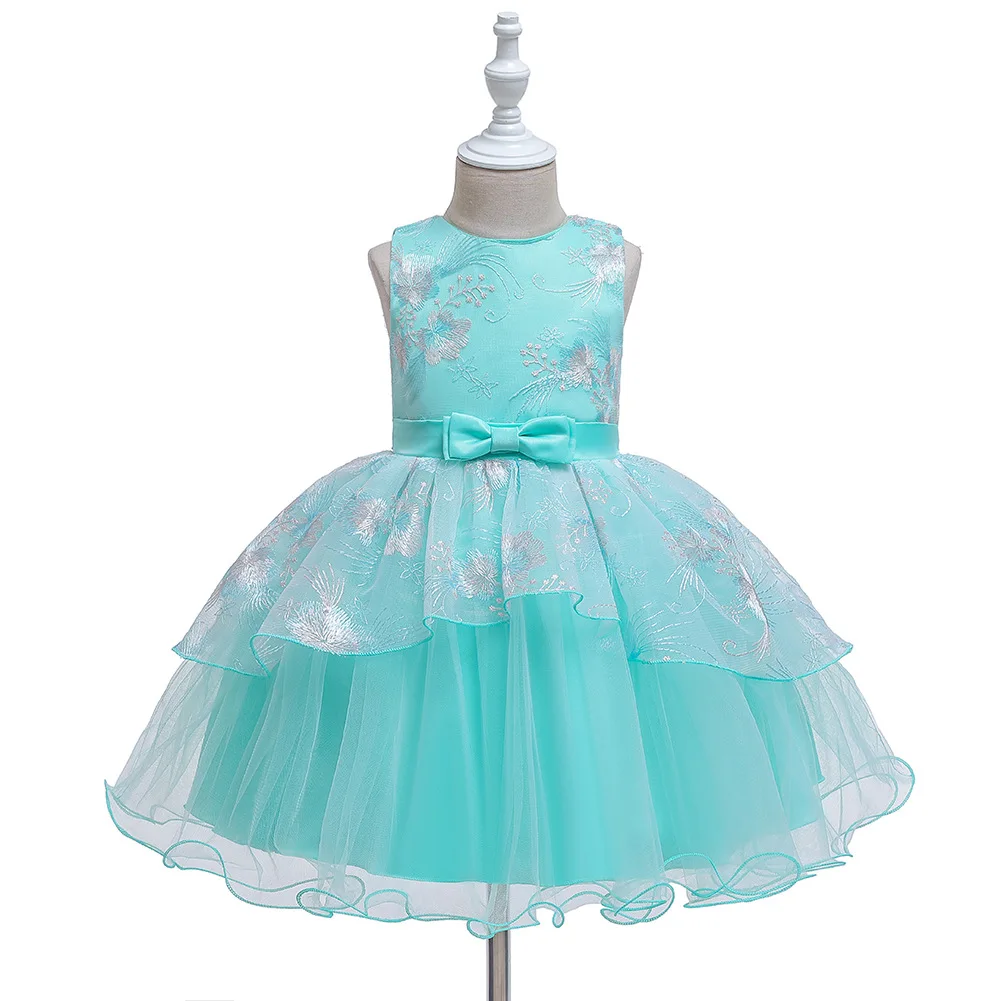 Новое платье с цветочным узором для девочек крещения малышей Детское принцессы