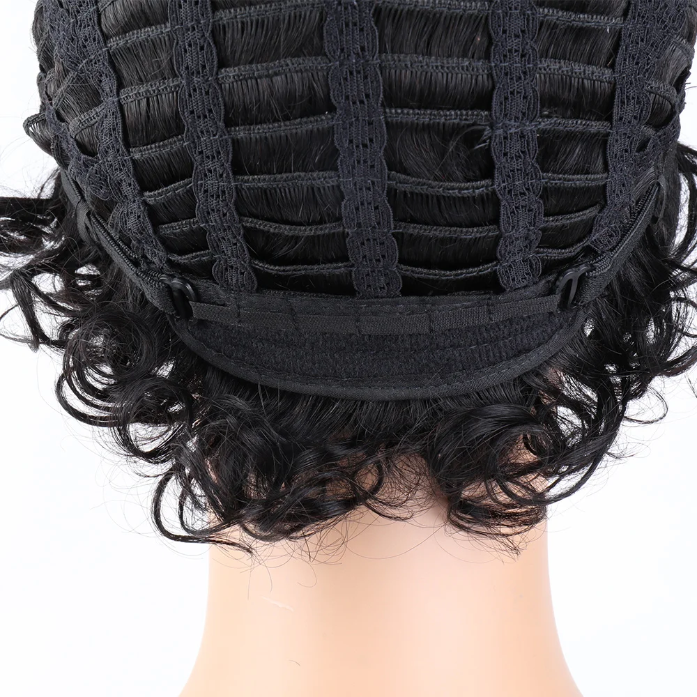 

Short Curly Human Hair Wig Brazlian Hair Remy Hair Machine Made Natural Color Short Human Hair Curly Wig For Black Women