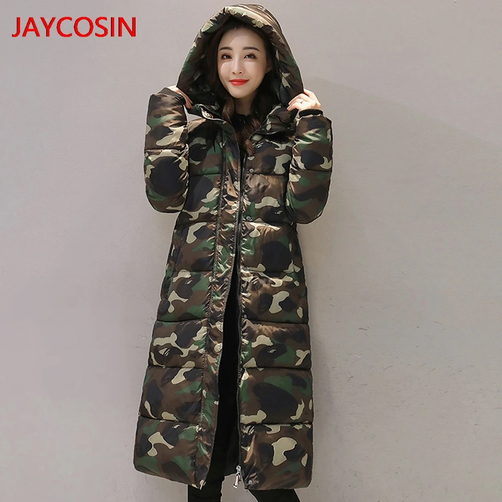 

JAYCOSIN Women's Parkas Women Winter Warm Print Coat Stand Neck Thick Warm Slim Long Jacket Overcoat Hot sale L4008023