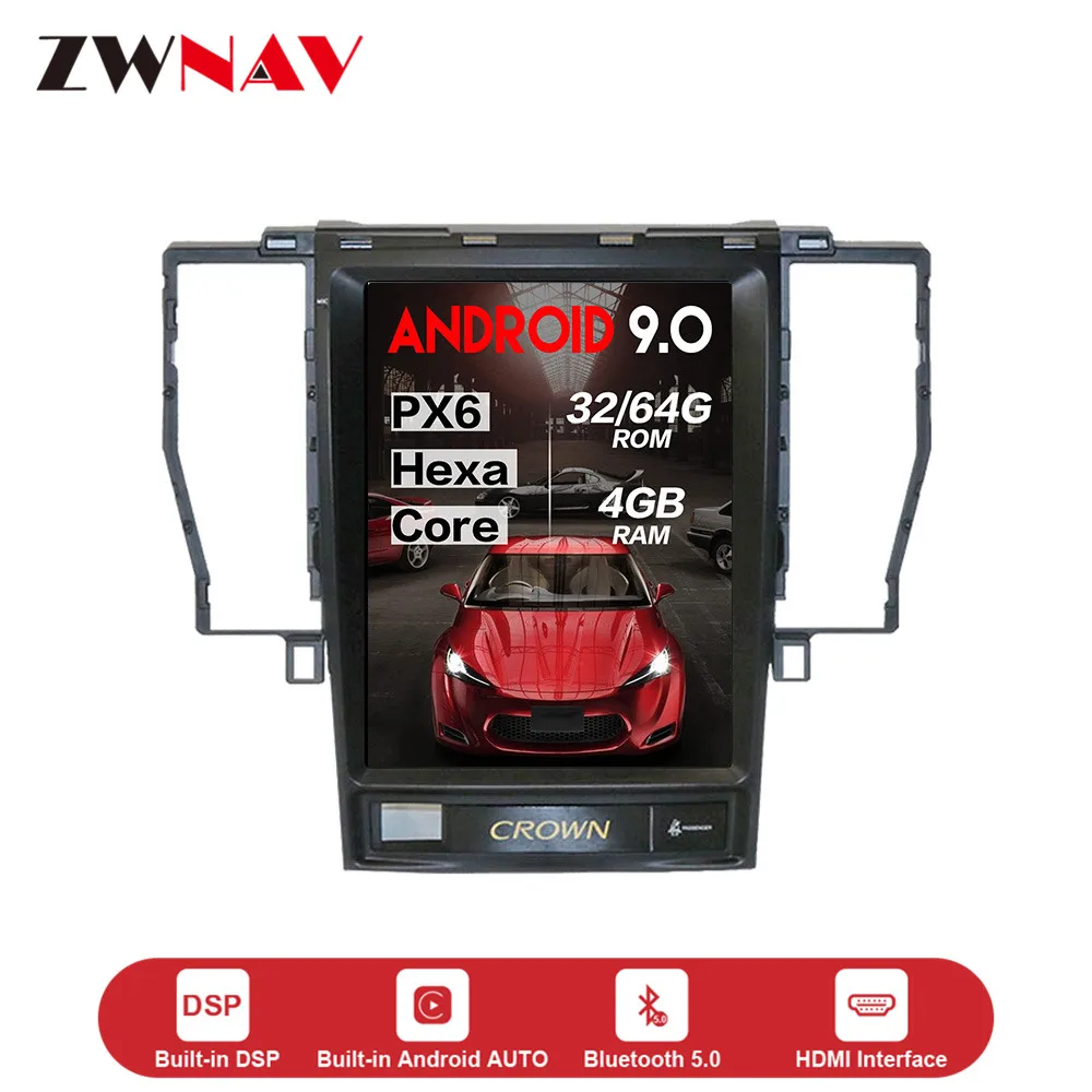 Вертикальный экран 10,4 ''Tesla стиль Android 9,0 автомобильный dvd плеер с gps-навигатором для Toyota crown 2005-2009 стерео Мультимедиа Радио BT ips