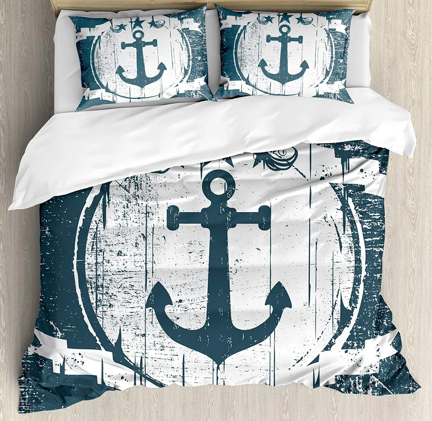 Якорь постельное белье Винтаж в морском стиле гранж щит с якорем наполненную