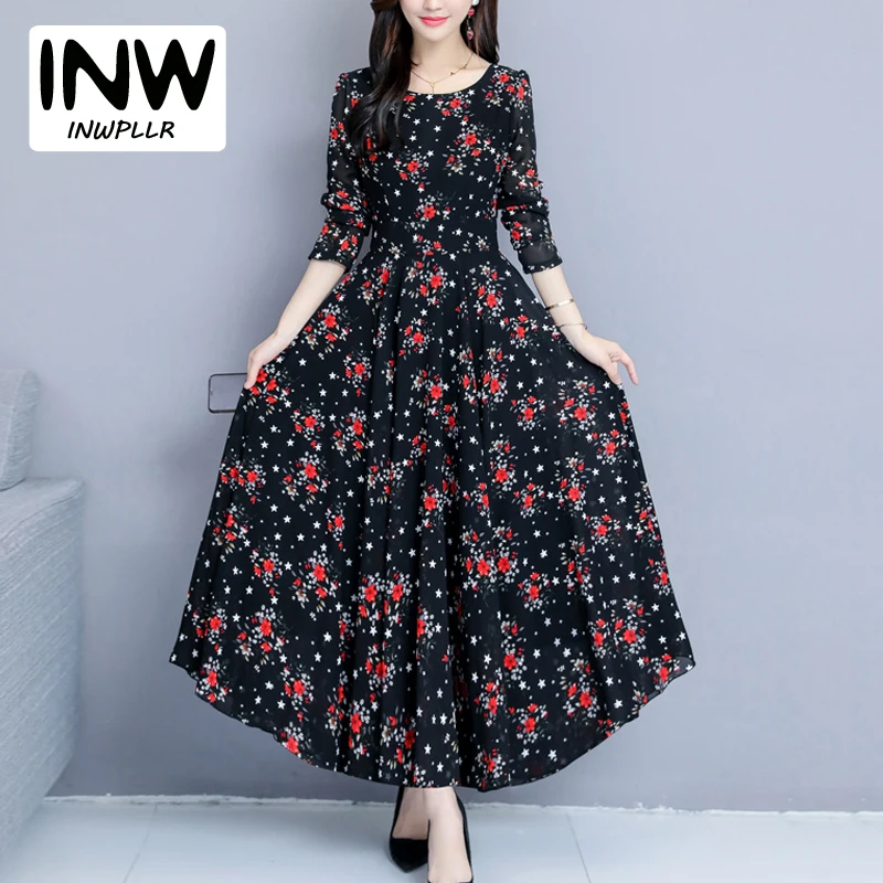 Женское платье с длинным рукавом в стиле ретро | Женская одежда