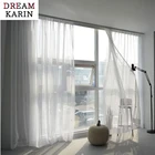 Однотонные бело-серые тюлевые шторы для гостиной, современные занавески из органзы, занавески для спальни, готовые прозрачные Занавески, панели