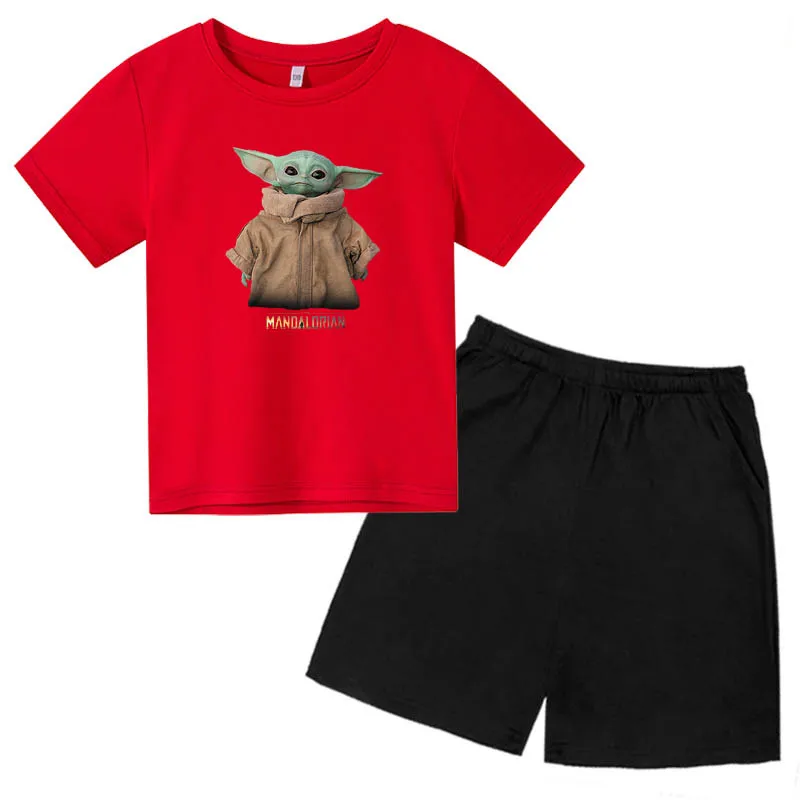 

2021 Cute Cartoon Children's T-Shirt+Shorts Boys' Girls' Suit Clothes Casual Sets Comfortable Cotton 4T-14T Summer Toddler Gift