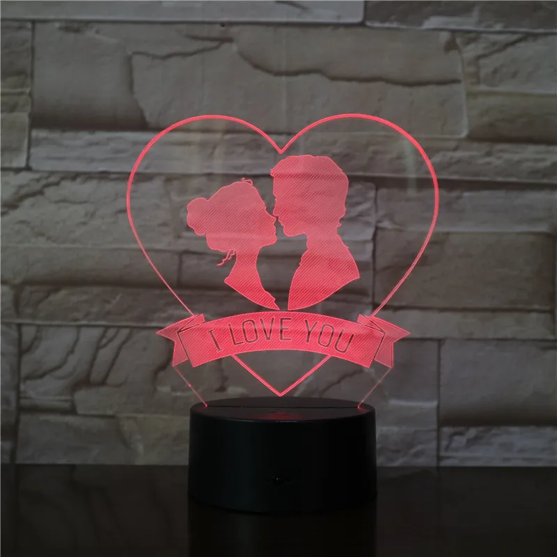 3D 3438 I Love You светодиодный ночник акриловая пластина сенсорный светильник милый