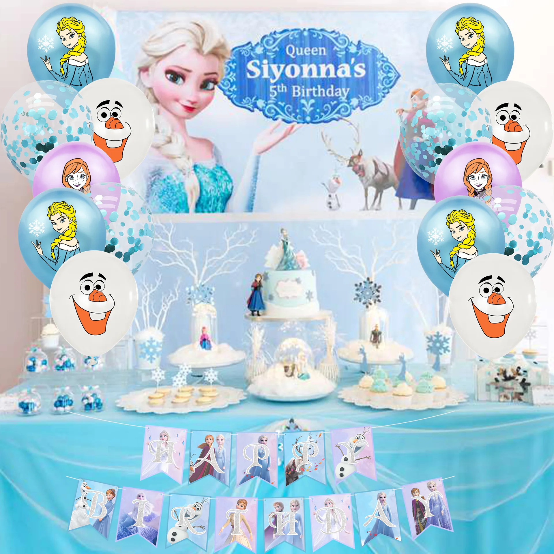 Frozen 2 Theme Birthday Party Decoration Latex Balloon Banners Cake Topper For Baby Shower Suppies Girl's favorite Gift Globos