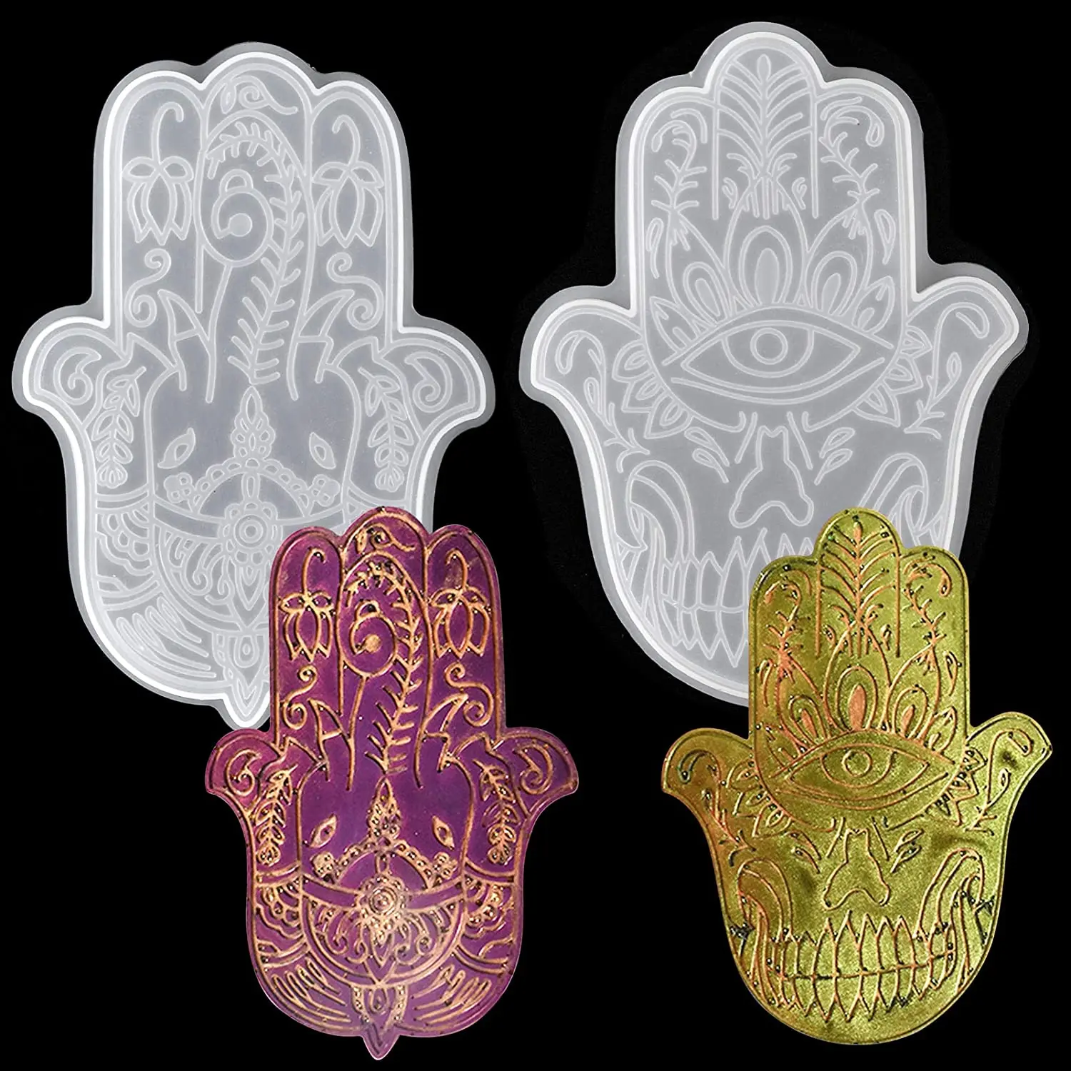 

Hamsa Resin Molds Hand of Fatima Epoxy Casting Moulds for DIY Crafts Cup Mat Eye of God Silicone Tray Mold for Making Coaster