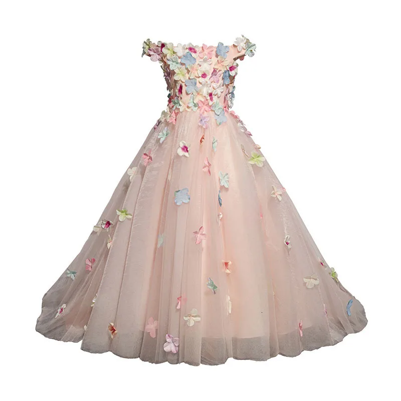 

BacklakeGirls Kinder Bruidsjurk 3D Flowers Girls Dress Floor Length Evening Gowns Pageant Dress For Girls Costume Enfant Mariage